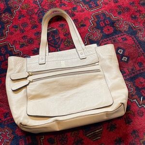 Orla Kiely REVERSIBLE leather tote w/detachable handbag
